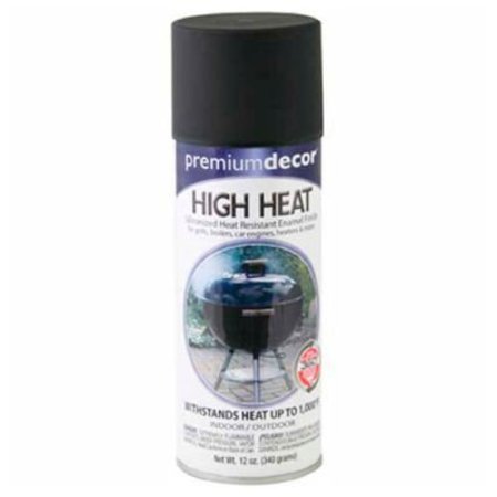 GENERAL PAINT Premium Dcor High Heat Enamel Spray 12 oz. Aerosol Can, Black - 348458